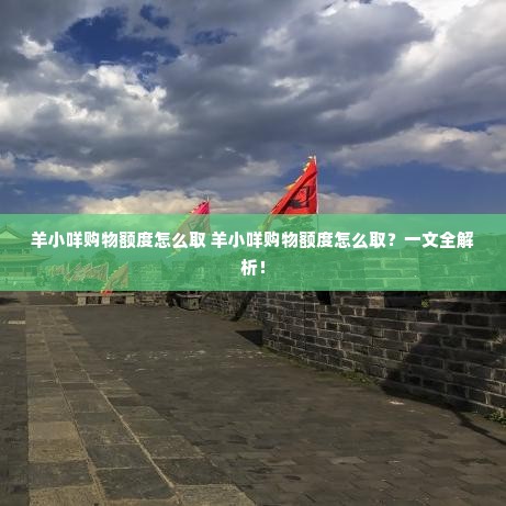 羊小咩购物额度怎么取 羊小咩购物额度怎么取？一文全解析！