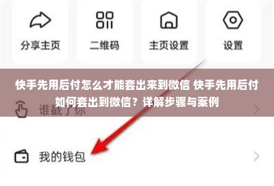 快手先用后付怎么才能套出来到微信 快手先用后付如何套出到微信？详解步骤与案例