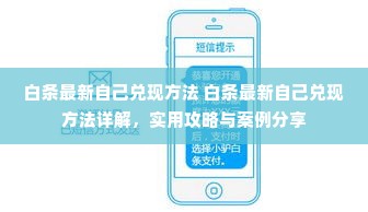 白条最新自己兑现方法 白条最新自己兑现方法详解，实用攻略与案例分享
