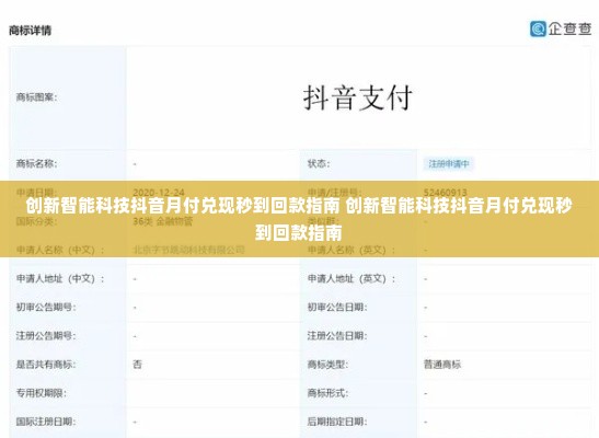 创新智能科技抖音月付兑现秒到回款指南 创新智能科技抖音月付兑现秒到回款指南