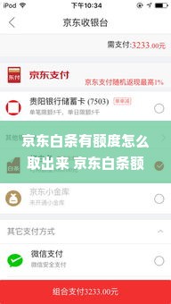 京东白条有额度怎么取出来 京东白条额度怎么用？轻松取出，让你购物无忧！