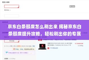 京东白条额度怎么刷出来 揭秘京东白条额度提升攻略，轻松刷出你的专属信用额度！