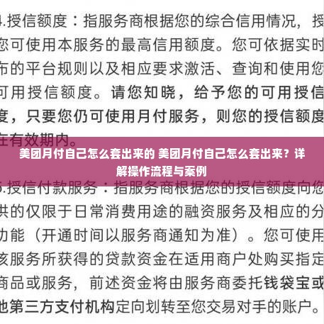 美团月付自己怎么套出来的 美团月付自己怎么套出来？详解操作流程与案例