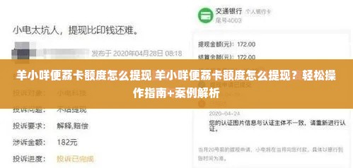 羊小咩便荔卡额度怎么提现 羊小咩便荔卡额度怎么提现？轻松操作指南+案例解析