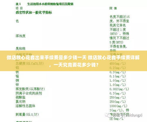 微店放心花套出来手续费是多少钱一天 微店放心花套手续费详解，一天究竟要花多少钱？