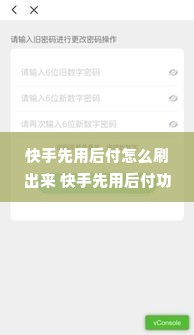 快手先用后付怎么刷出来 快手先用后付功能揭秘，如何轻松刷出心仪商品？