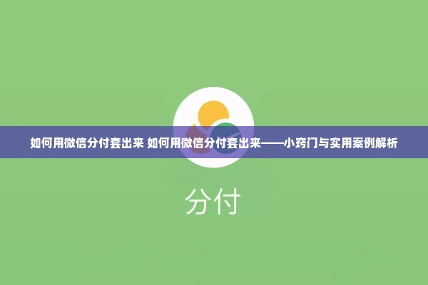 如何用微信分付套出来 如何用微信分付套出来——小窍门与实用案例解析