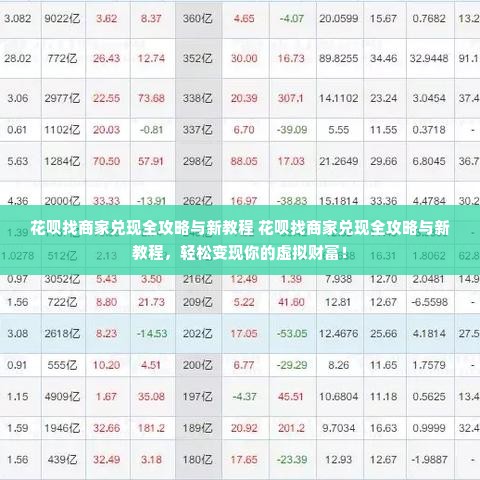 花呗找商家兑现全攻略与新教程 花呗找商家兑现全攻略与新教程，轻松变现你的虚拟财富！