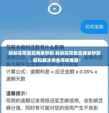 蚂蚁花呗取现商家秒到 蚂蚁花呗取现商家秒到，轻松解决资金周转难题！